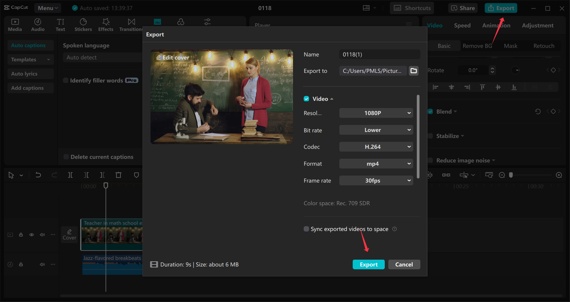 Exporter une vidéo à partir de l' CapCut éditeur vidéo de bureau