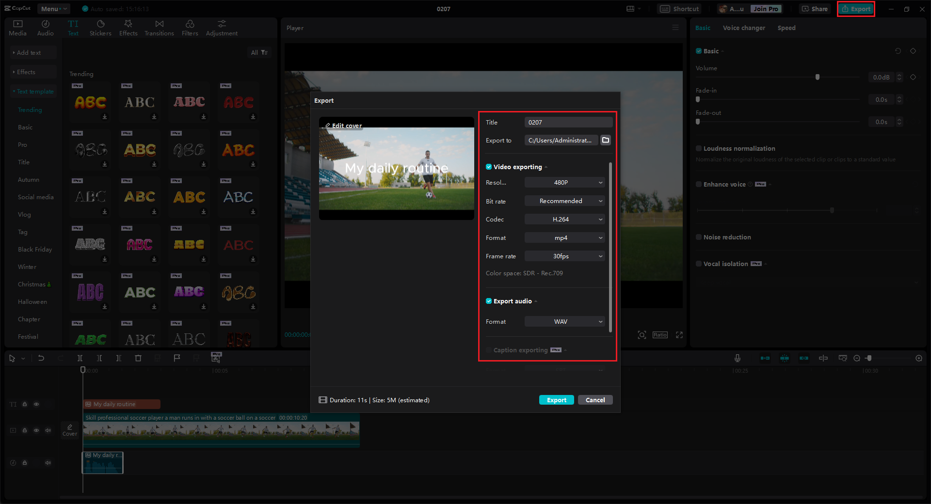 Customize and export speech