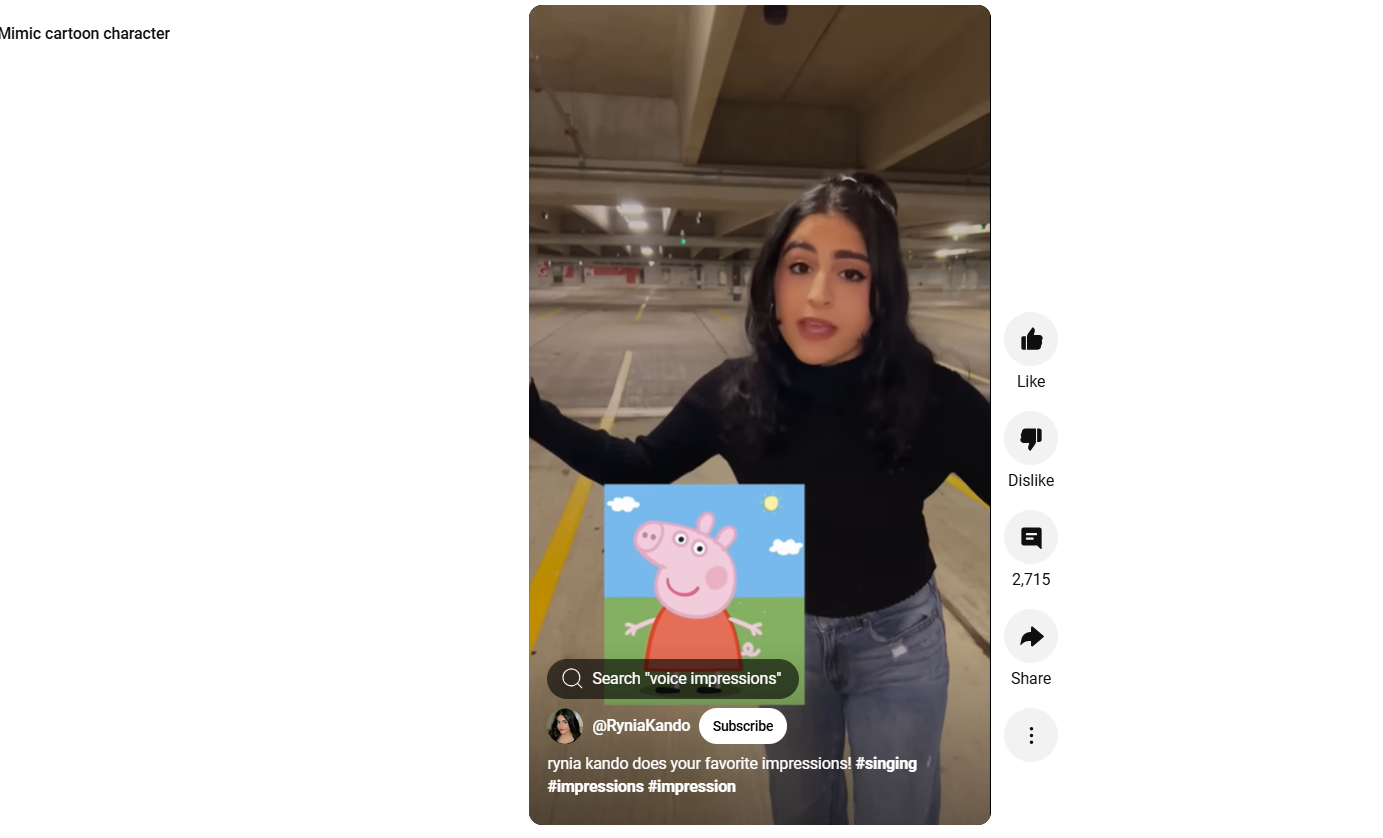 Mimic cartoon character funny YouTube shorts