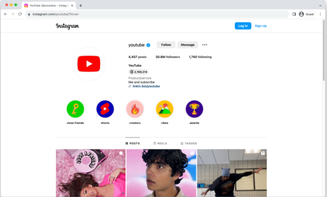 Interfaz de Instagram: el lugar más utilizado para promocionar videos de YouTube