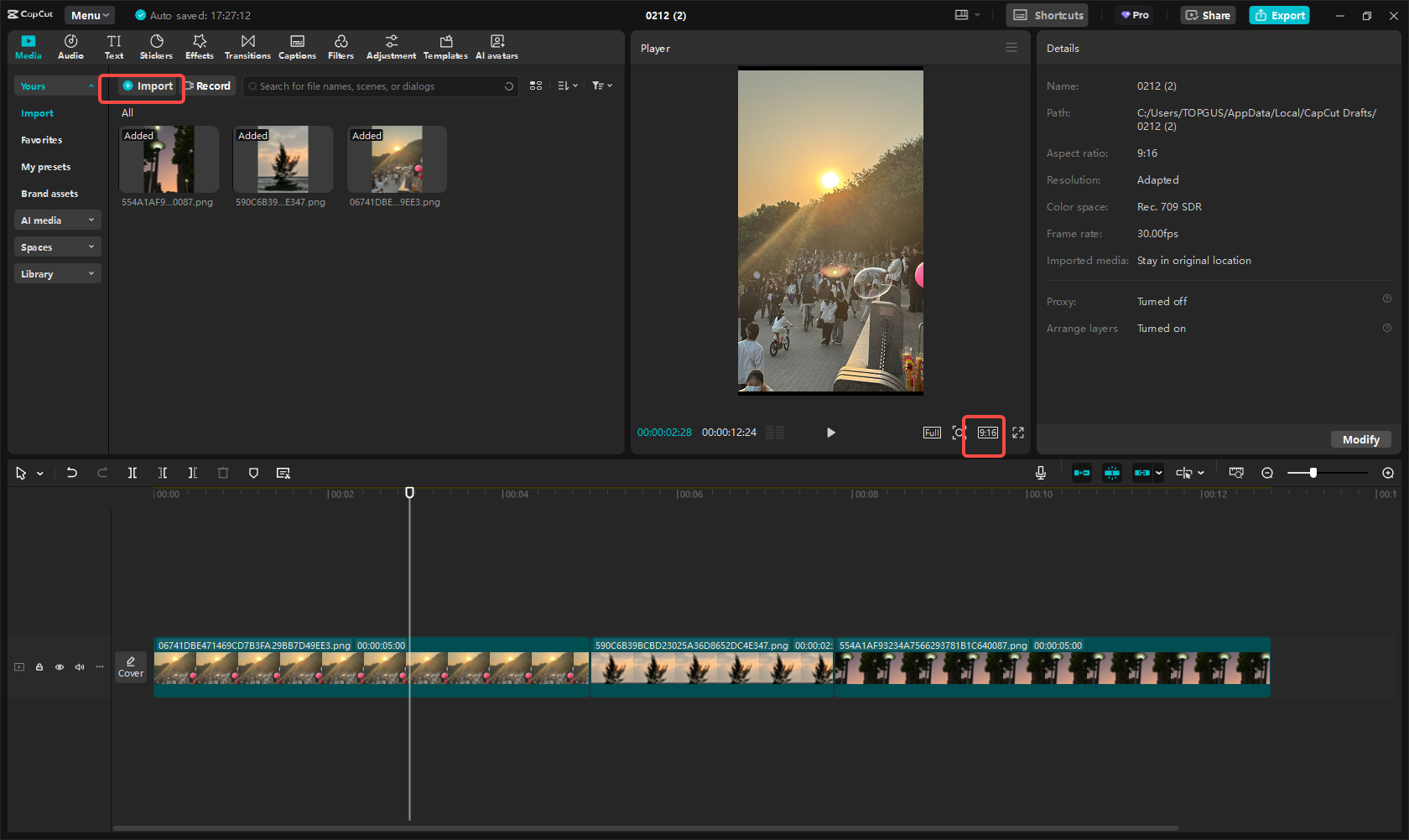 Import files to CapCut