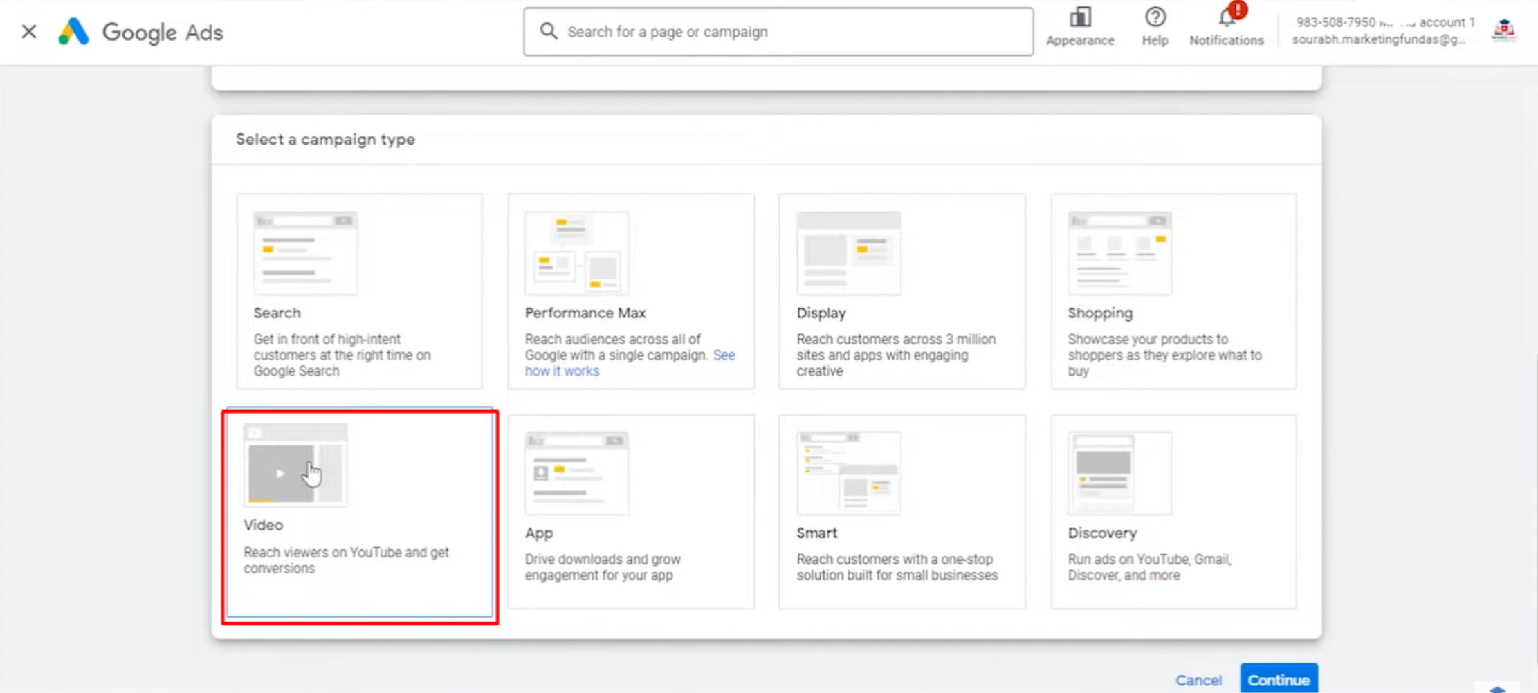 Creación de una campaña de banner de YouTube en anuncios de Google