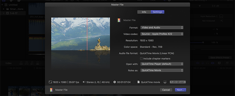 Share the master video file