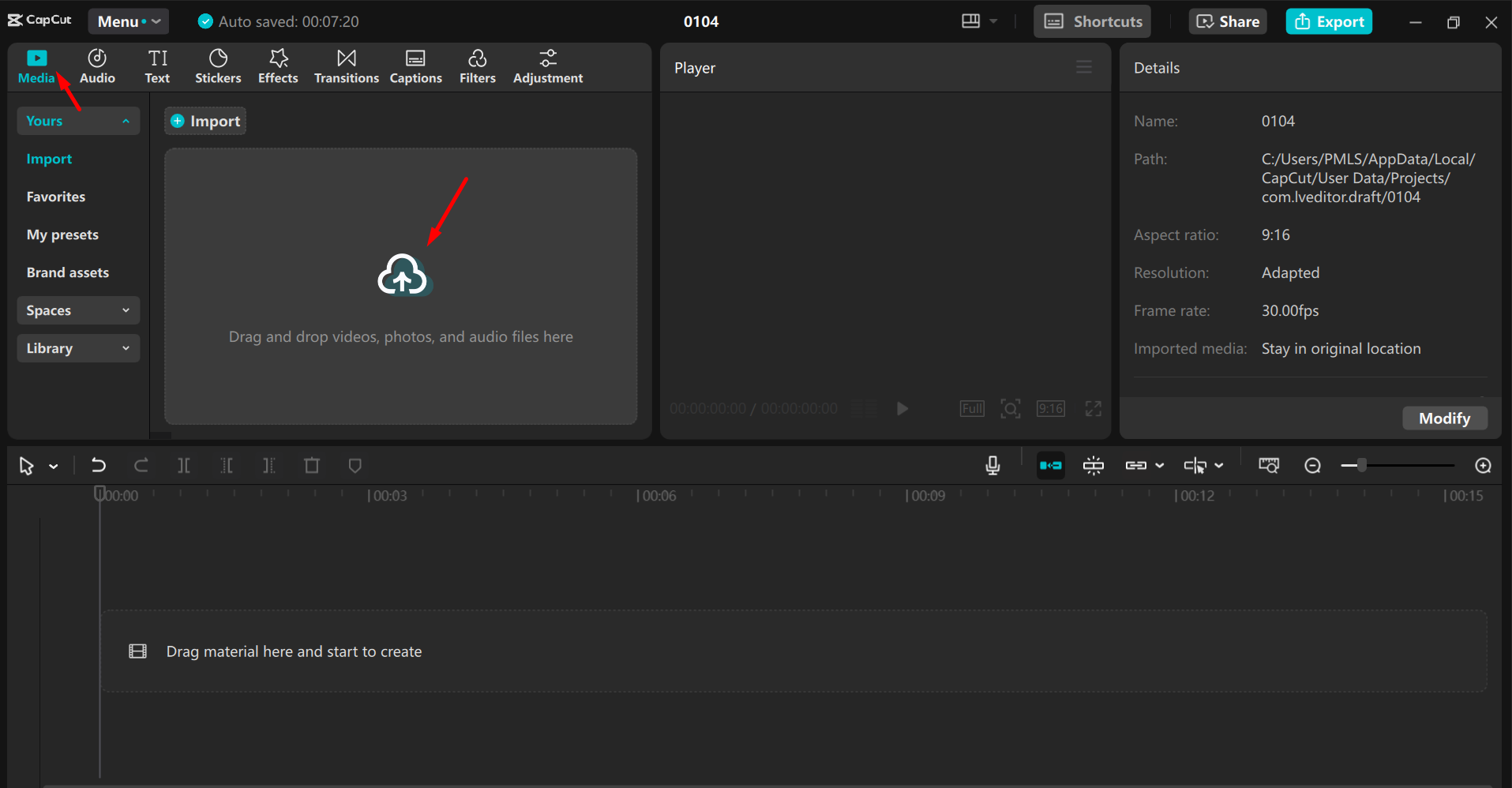 Videó importálása a CapCut asztali videószerkesztőben