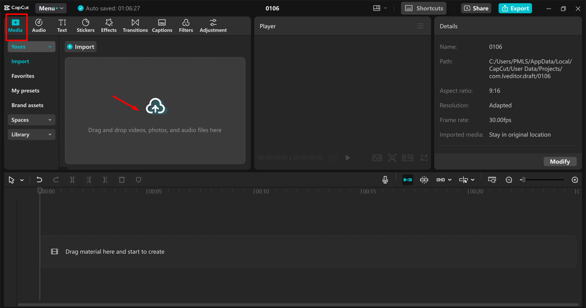 Videó importálása a CapCut asztali videószerkesztőben