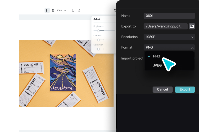 Download and share the edited postcard
