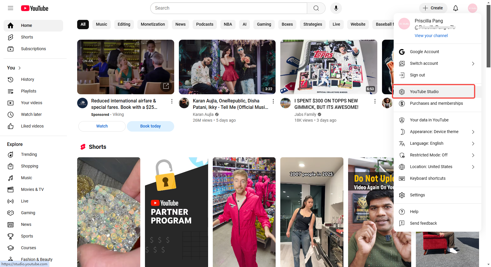 Connectez-vous à YouTube Studio