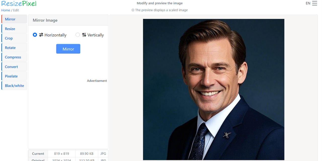 ResizePixel에 이미지 업로드