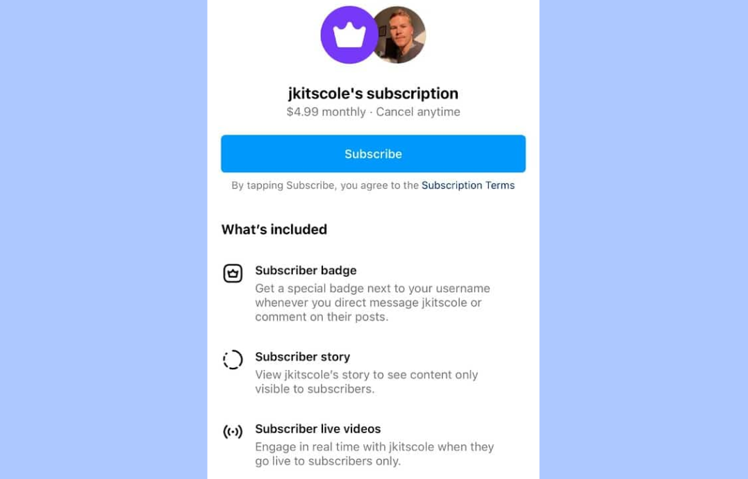 Instagram subscription