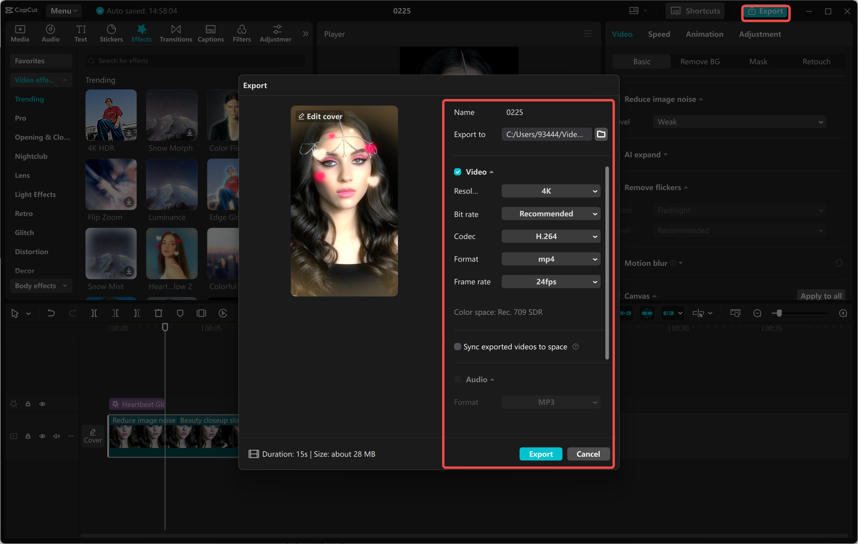 ส่งออกรีลหลังจากแก้ไขในตัวแก้ไขวิดีโอเดสก์ท็อปCapCut