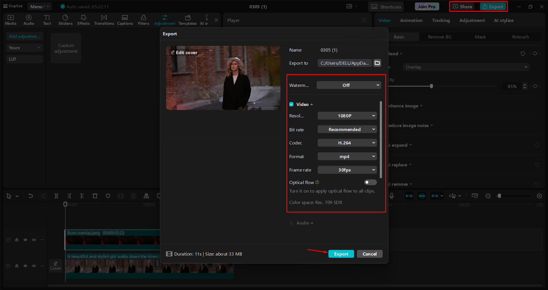 Exportieren eines Videos aus dem CapCut Desktop-Video-Editor