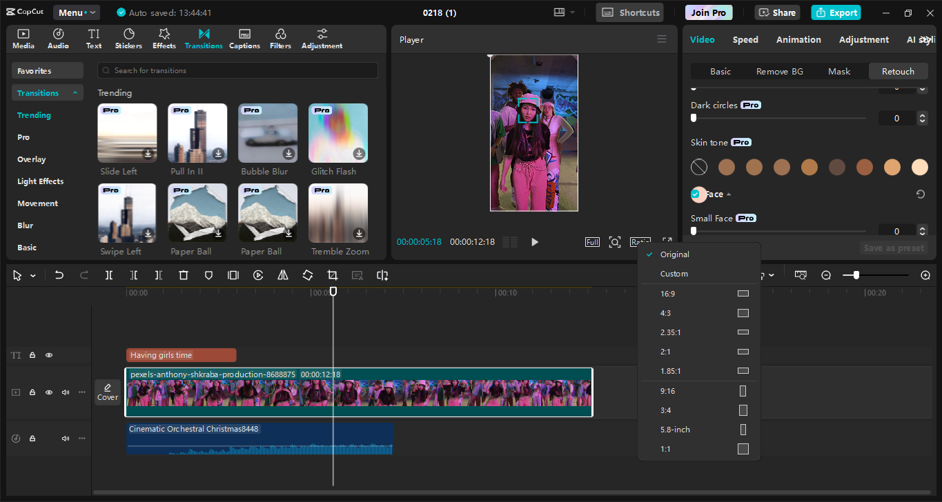 The interface of CapCut desktop video editor – an ideal tool for exporting Instagram Reels in high quality.