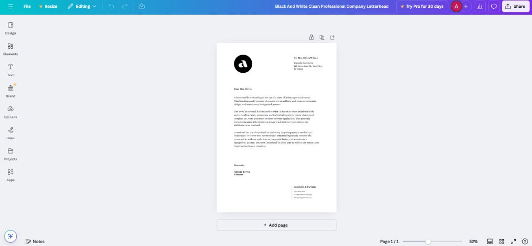 create letterhead online free