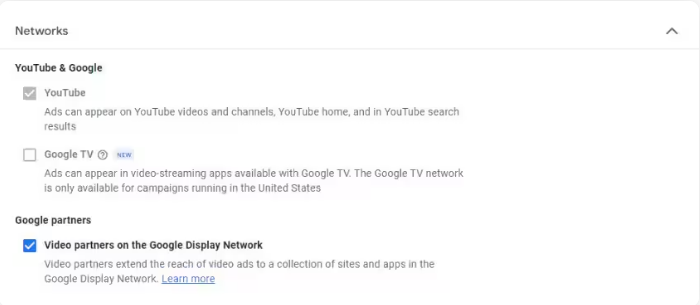 Att välja ett visningsnätverk för YouTube i flöden annonser på Google-annonser