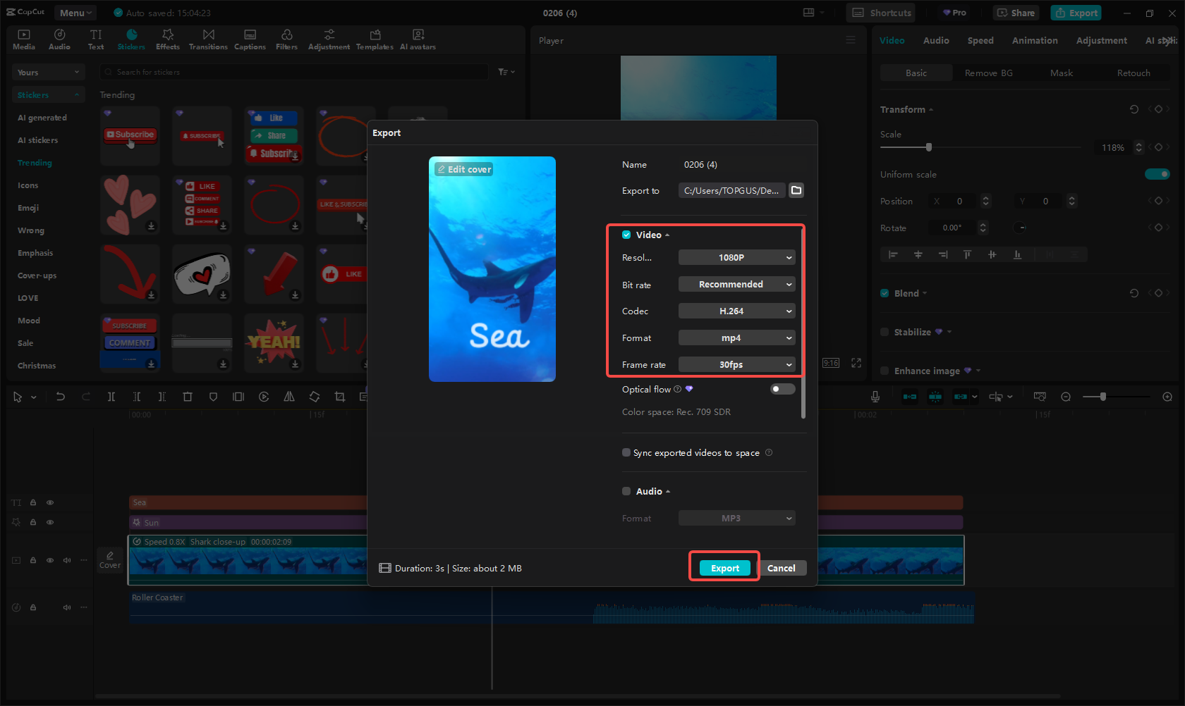 Exportera Instagram Reel