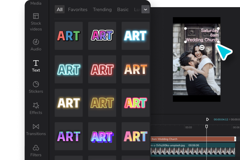 Edit the text and transitions