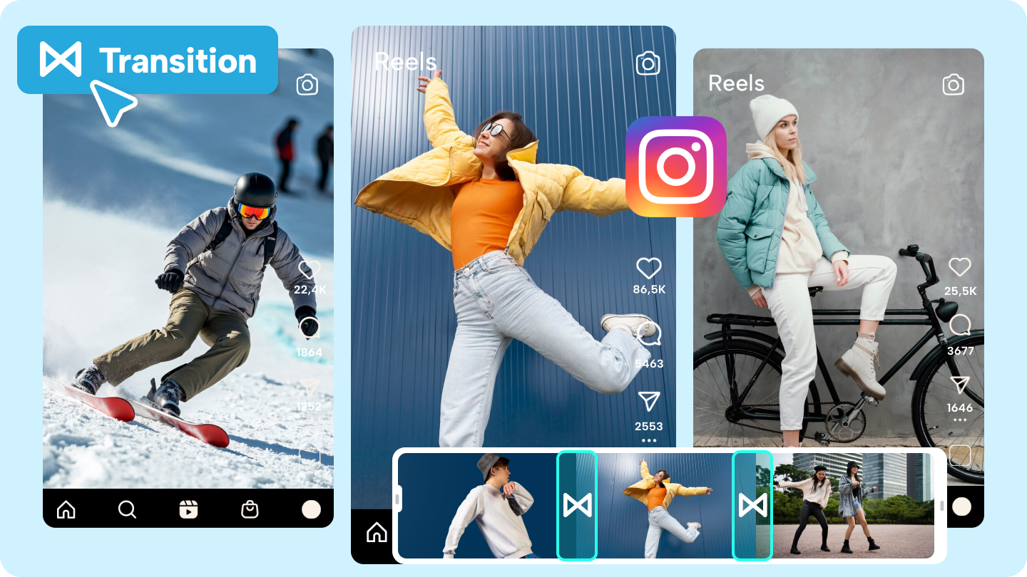 hur man gör övergångsvideo på Reels