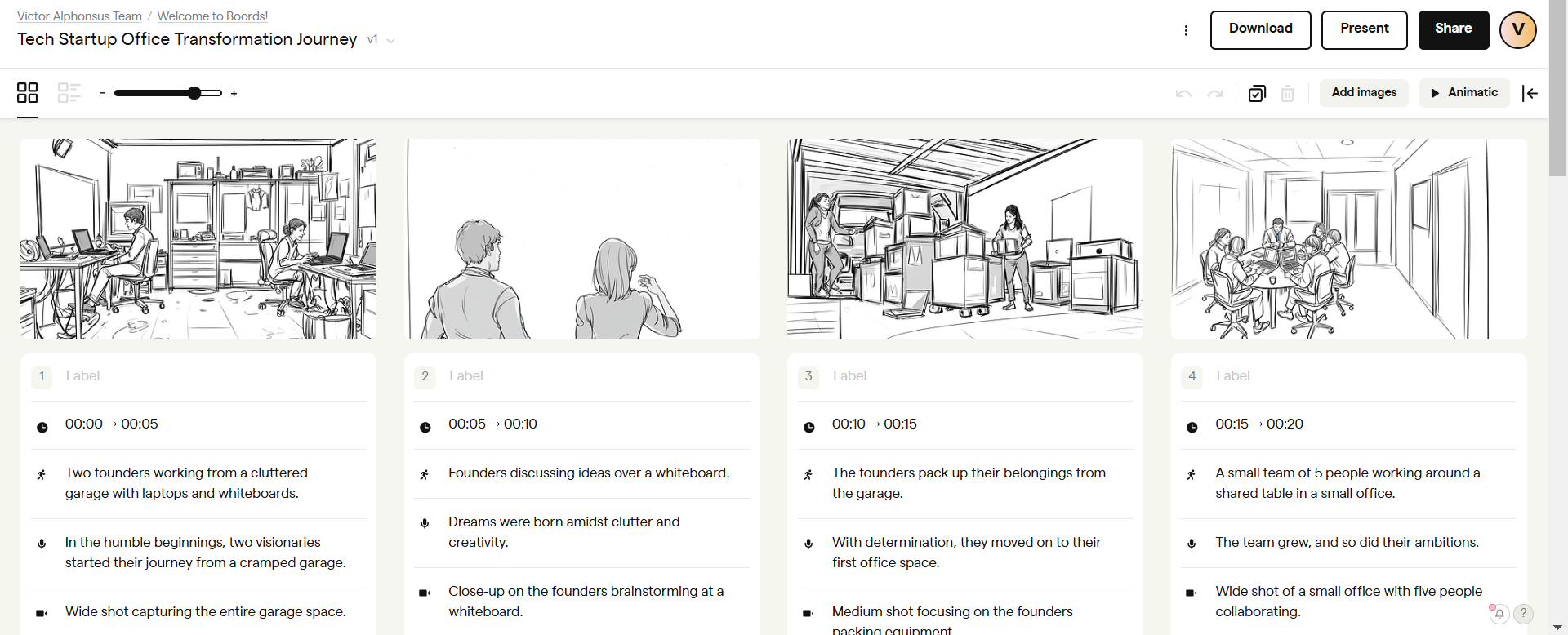 Boords creador de story board en línea