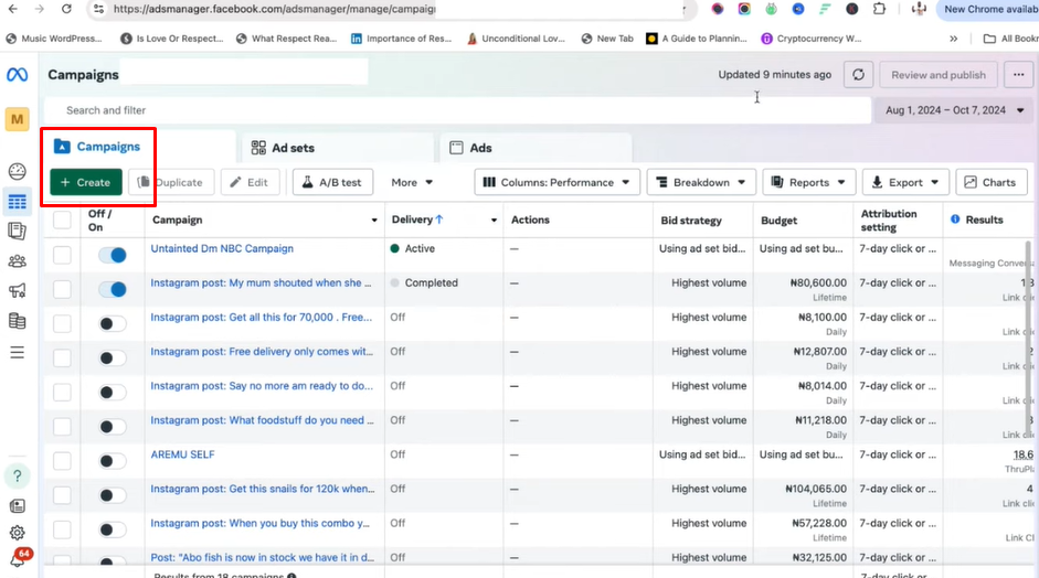 Új kampány létrehozása egy YouTube-csatorna népszerűsítésére a Facebookon