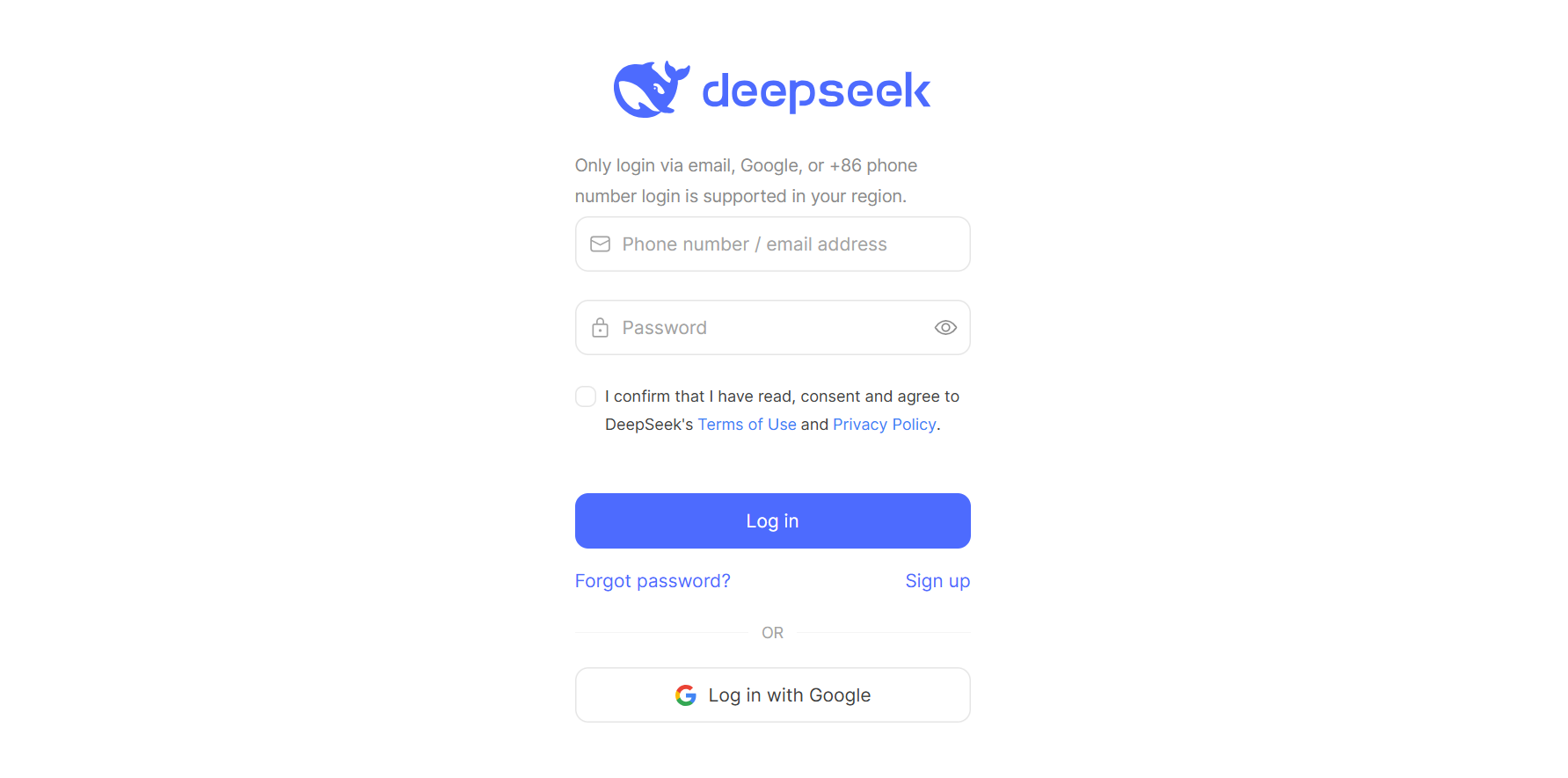 Registrazione al chatbot DeepSeek AI