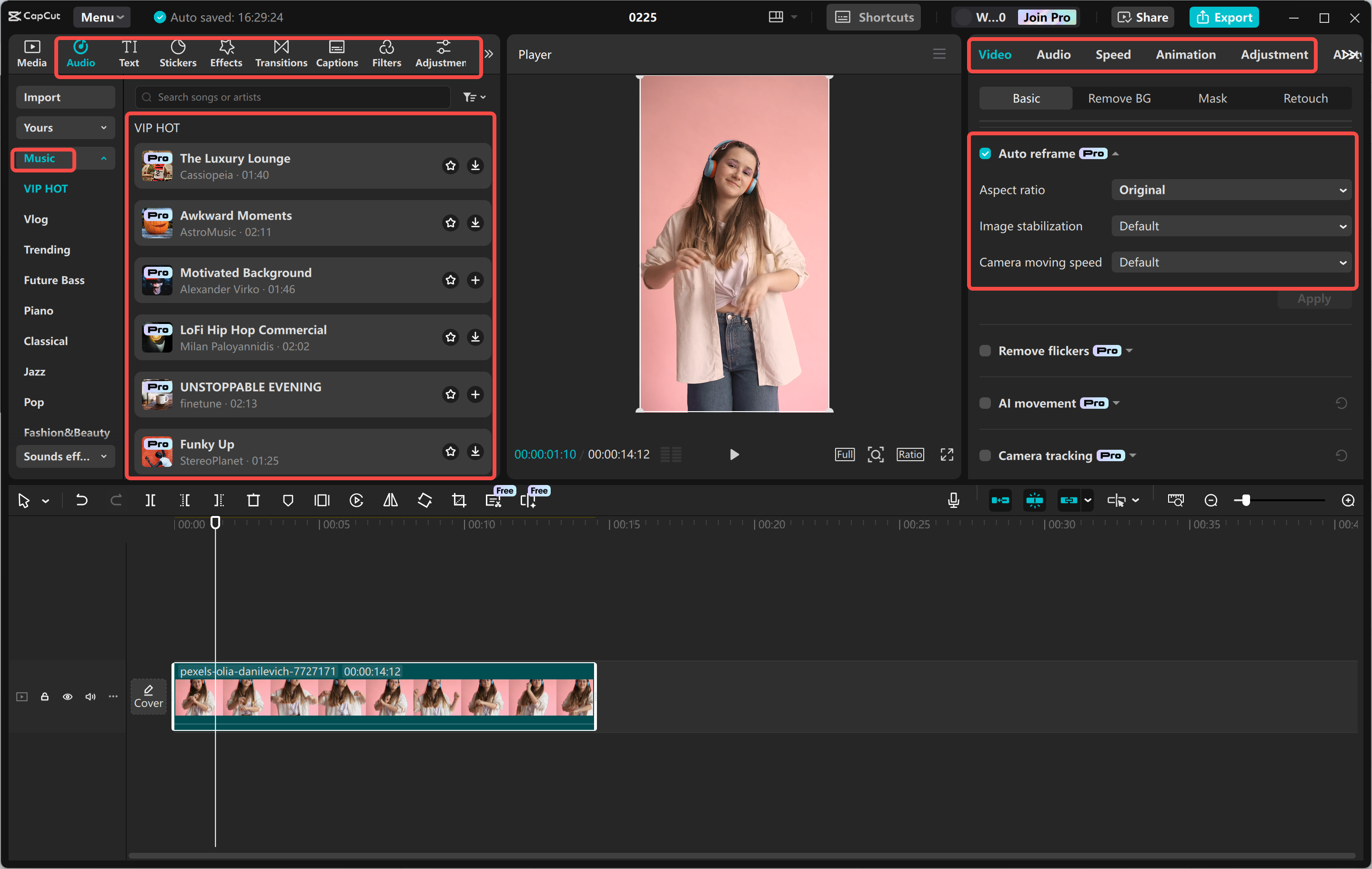 Editing Instagram Reels using advanced tools in the CapCut desktop video editor