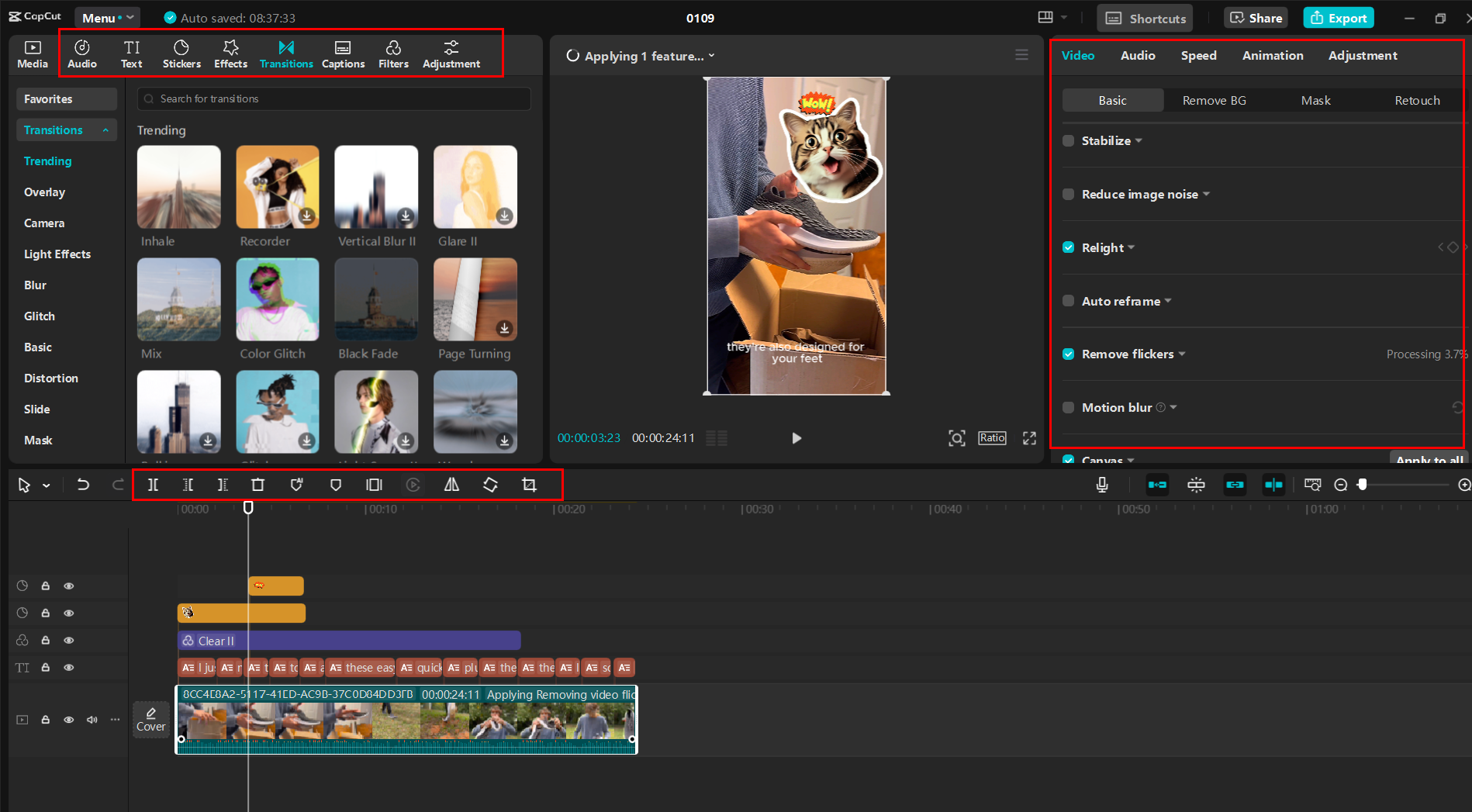 Editing the Instagram short video with the CapCut desktop video editor