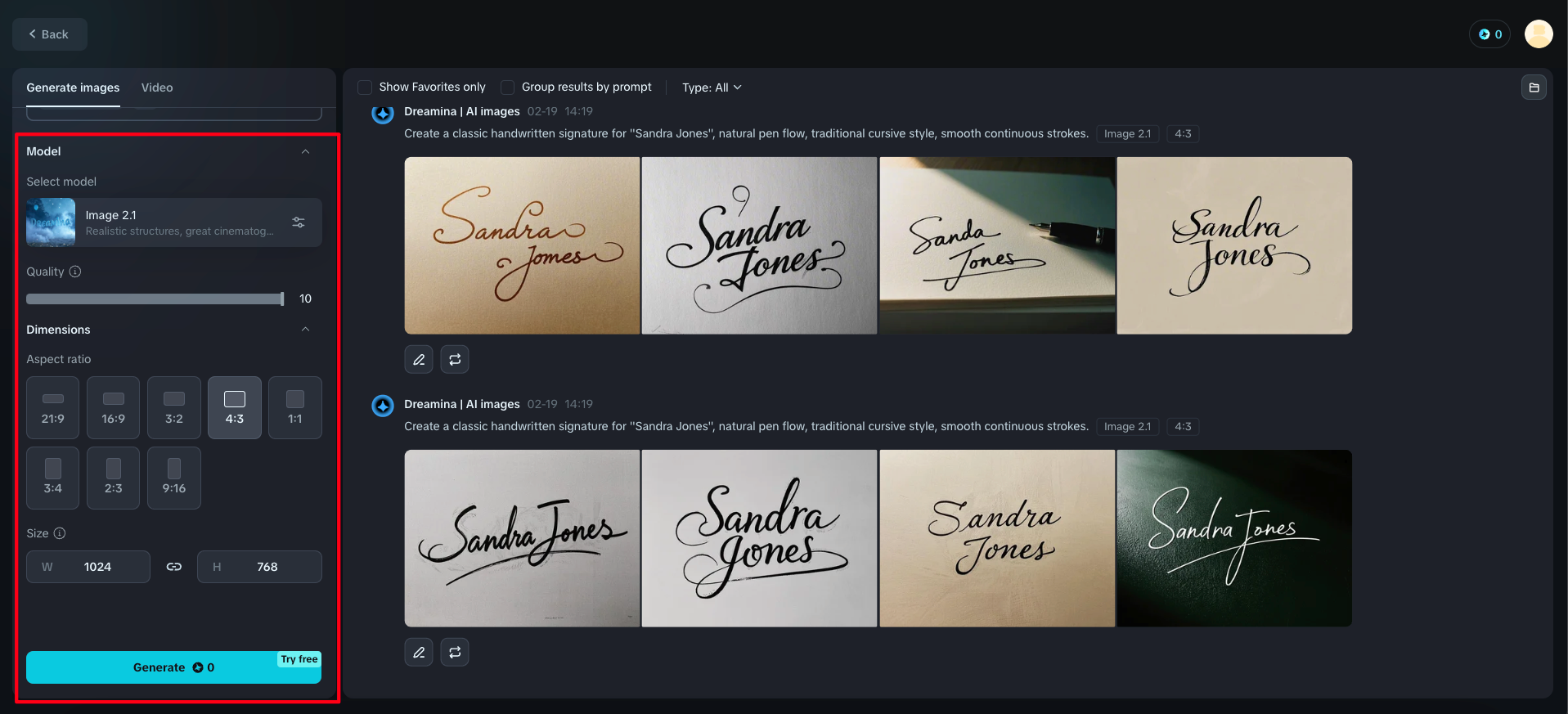 Dreamina hand written signature generator