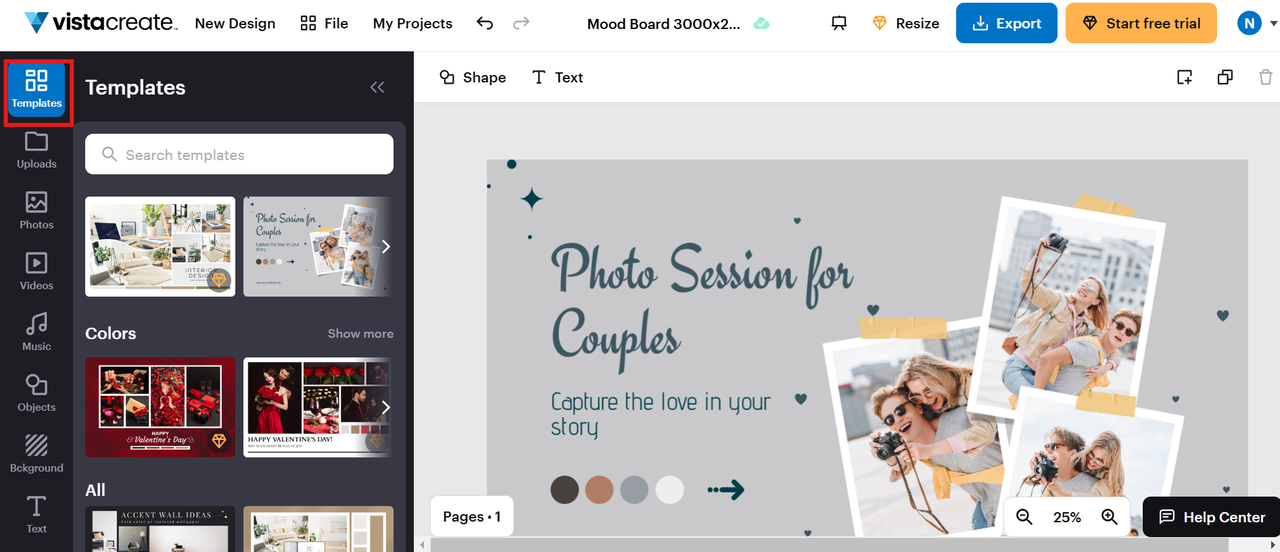 Wählen Sie eine Vorlage aus