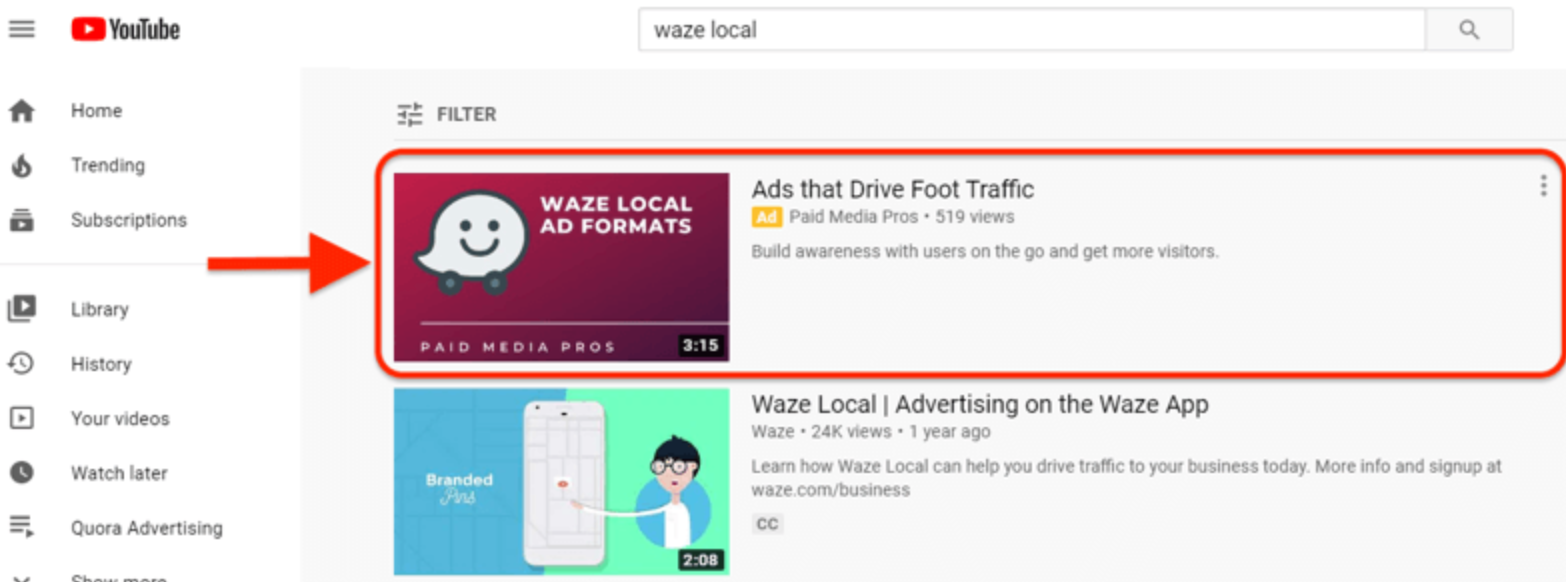 Current YouTube ad formats-TrueView discovery ads
