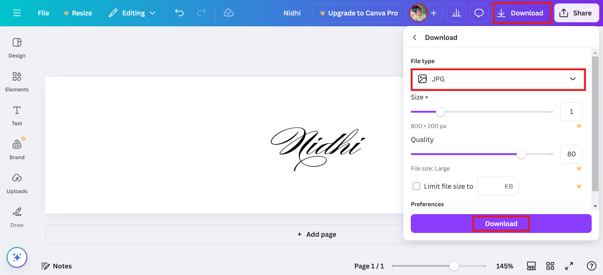tạo chữ ký ở định dạng JPG