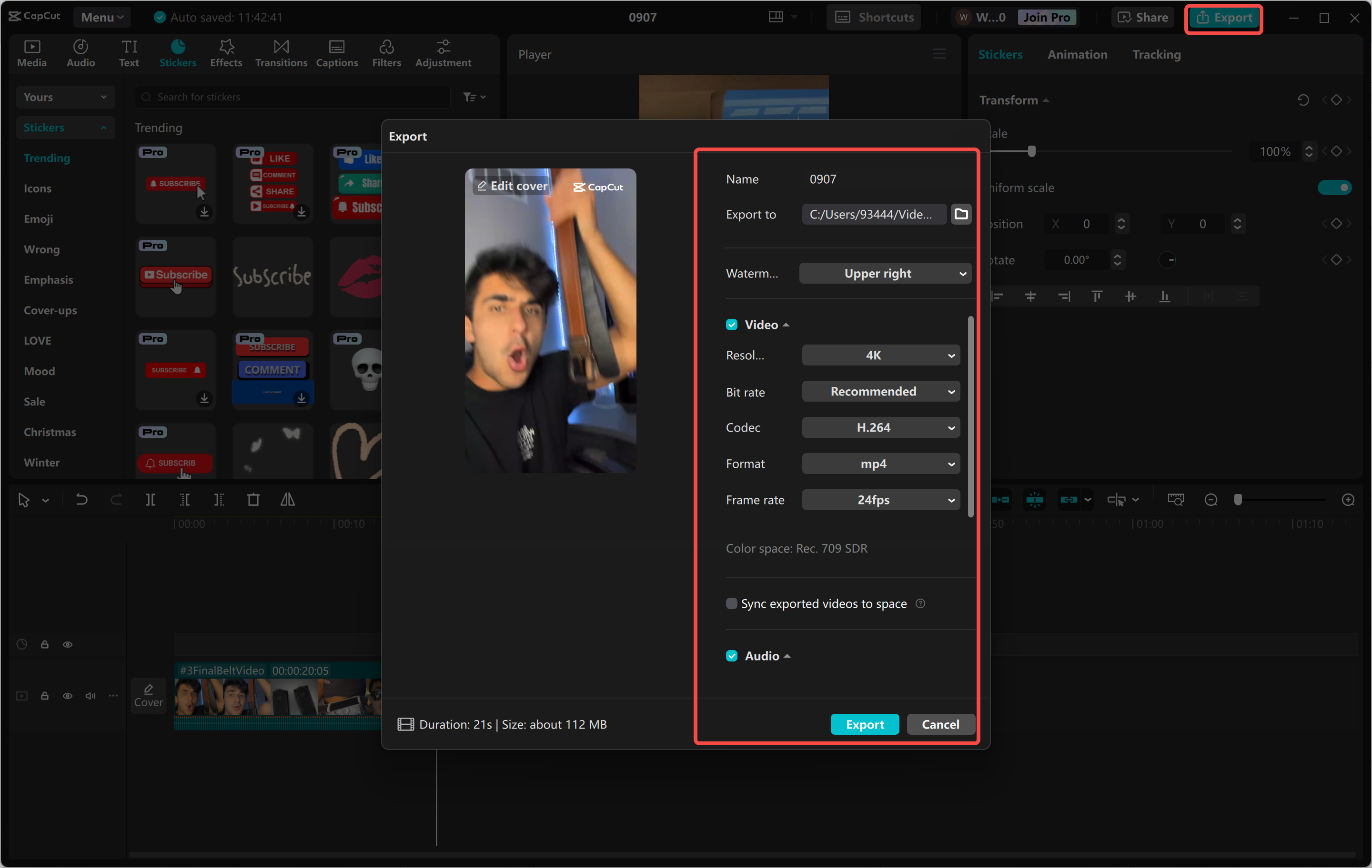 A TikTok videó exportálása a CapCut asztali videószerkesztőjéről