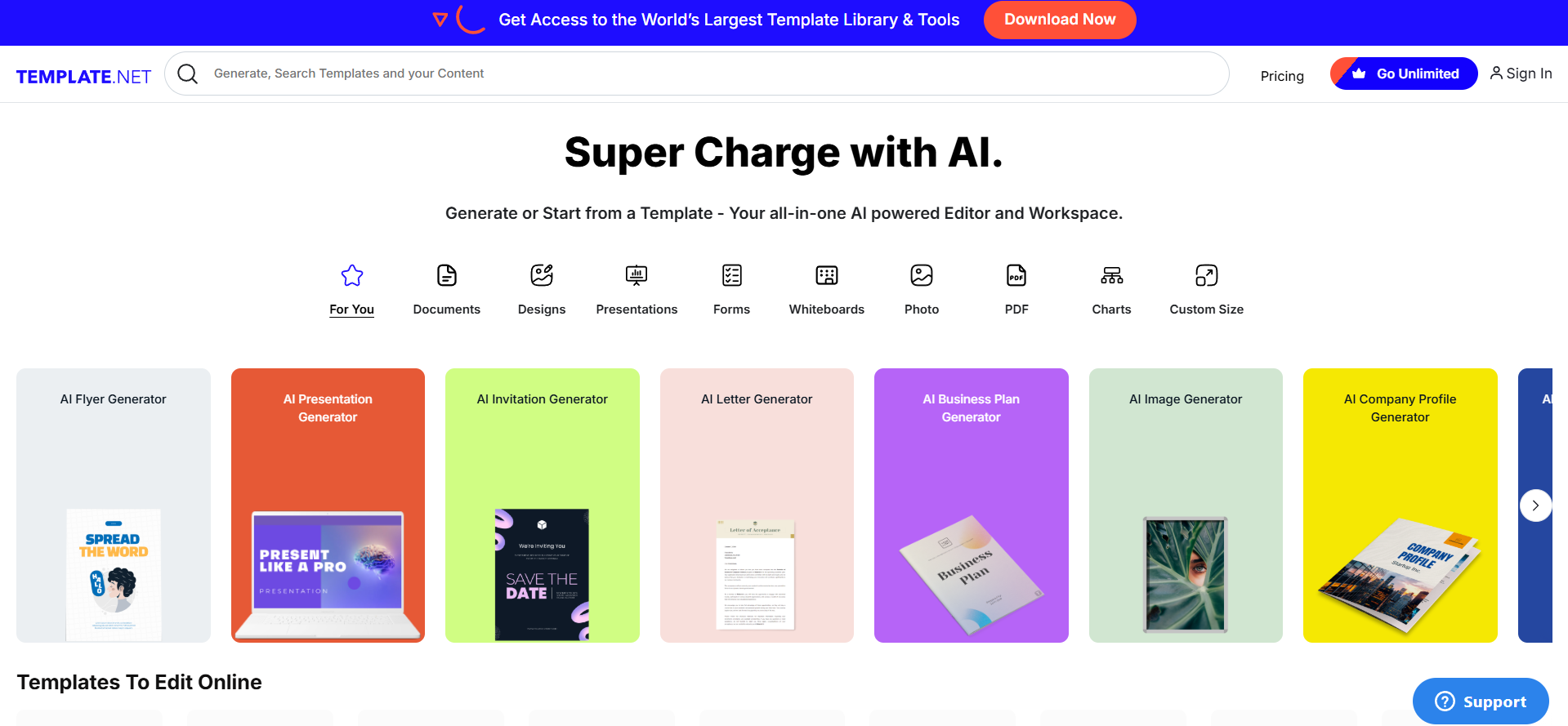 Template.net página de inicio