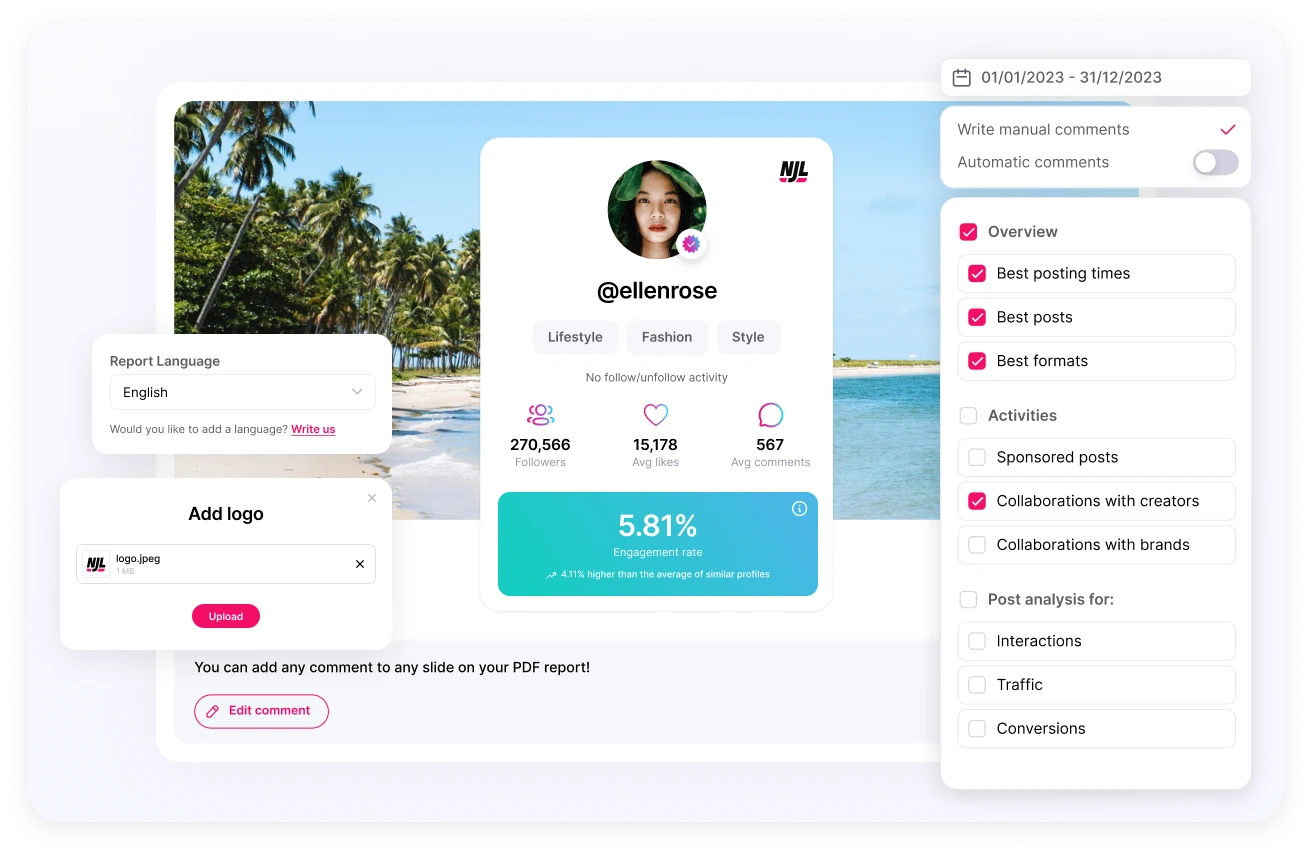 Immagine che mostra l'interfaccia di Not Just Analytics