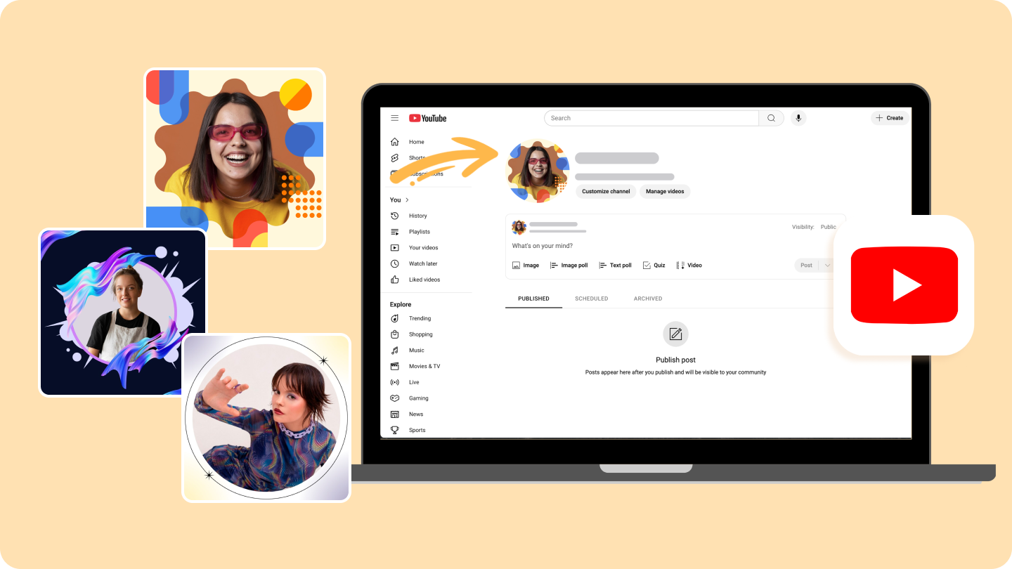 Criador de fotos de perfil do YouTube