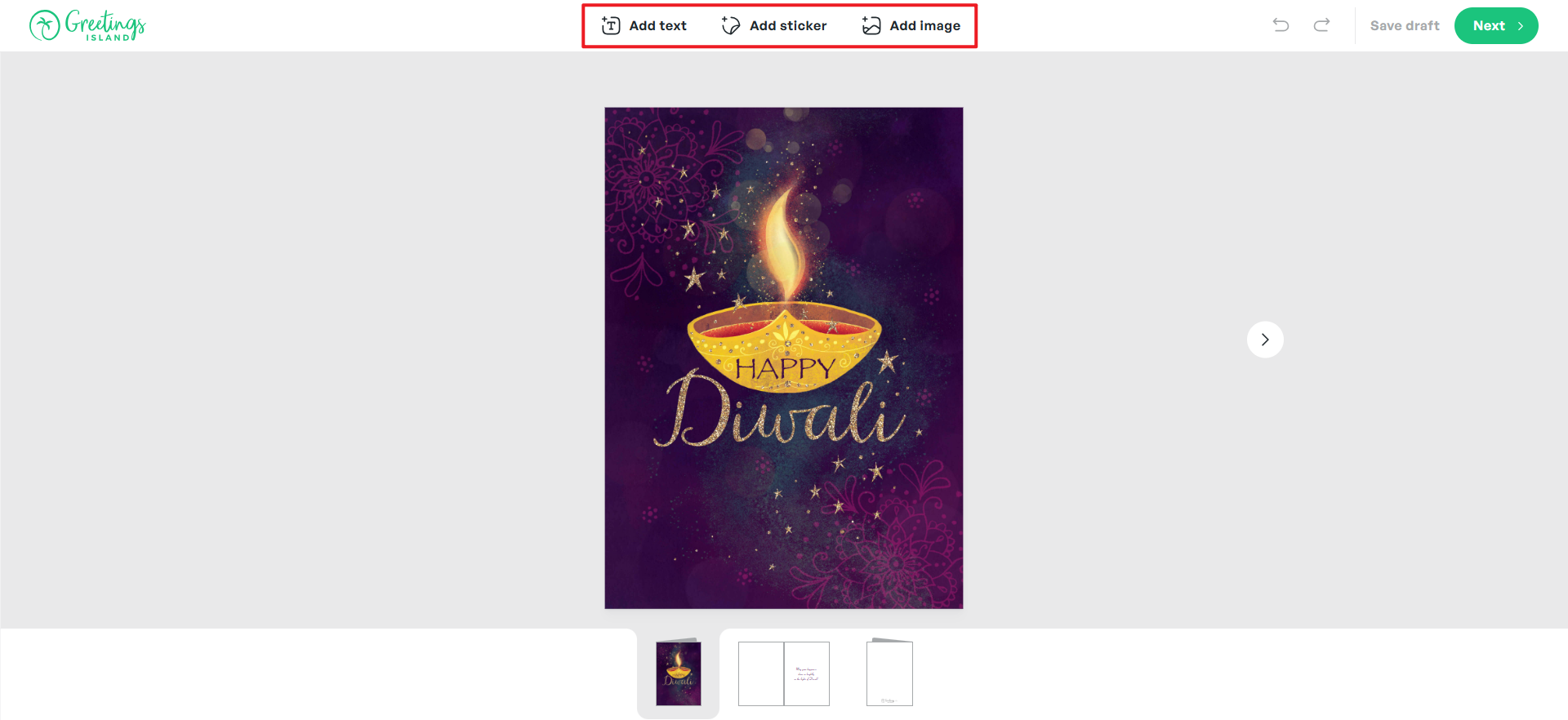 creatore di biglietti d'auguri Diwali online