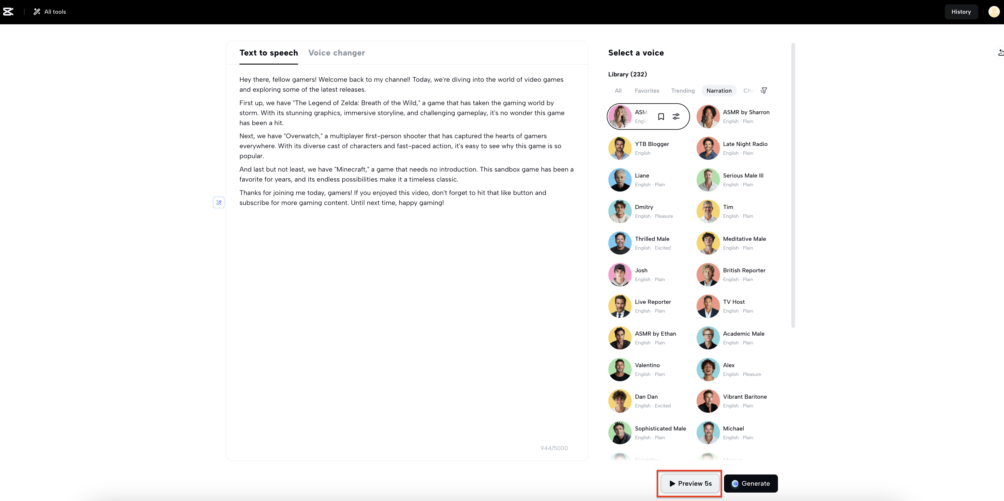 preview voice in real time