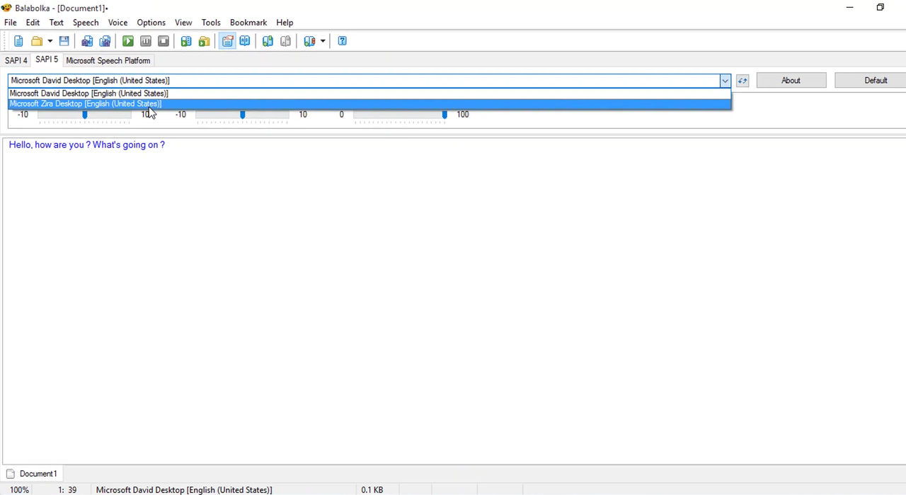 Using Balabolka for generating text to AI speech video
