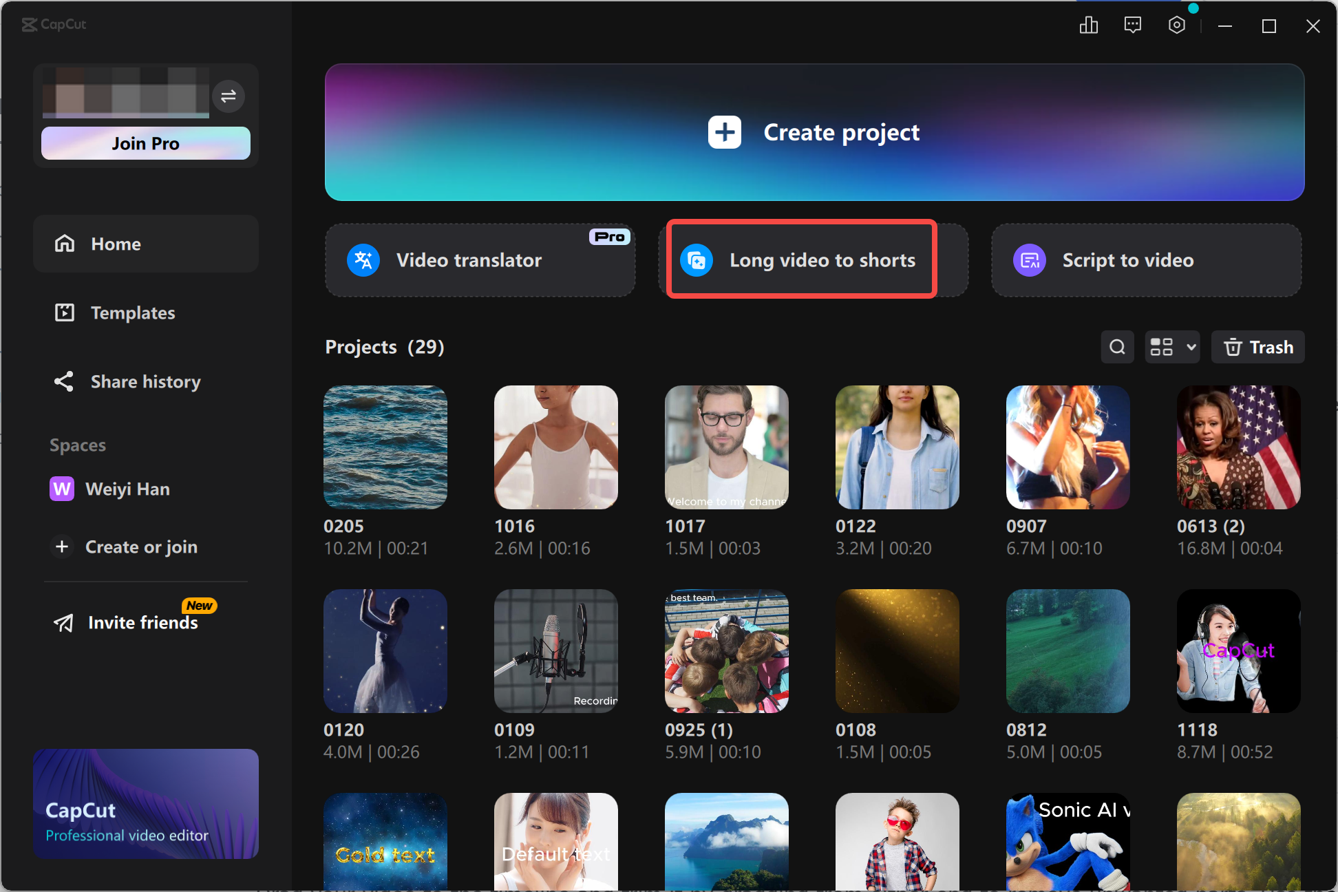 Importing a video to the CapCut desktop video editor