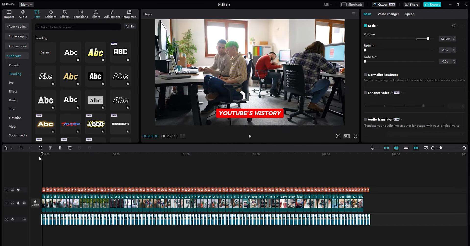 Interface of the CapCut desktop video editor - an efficient AI tool to edit videos