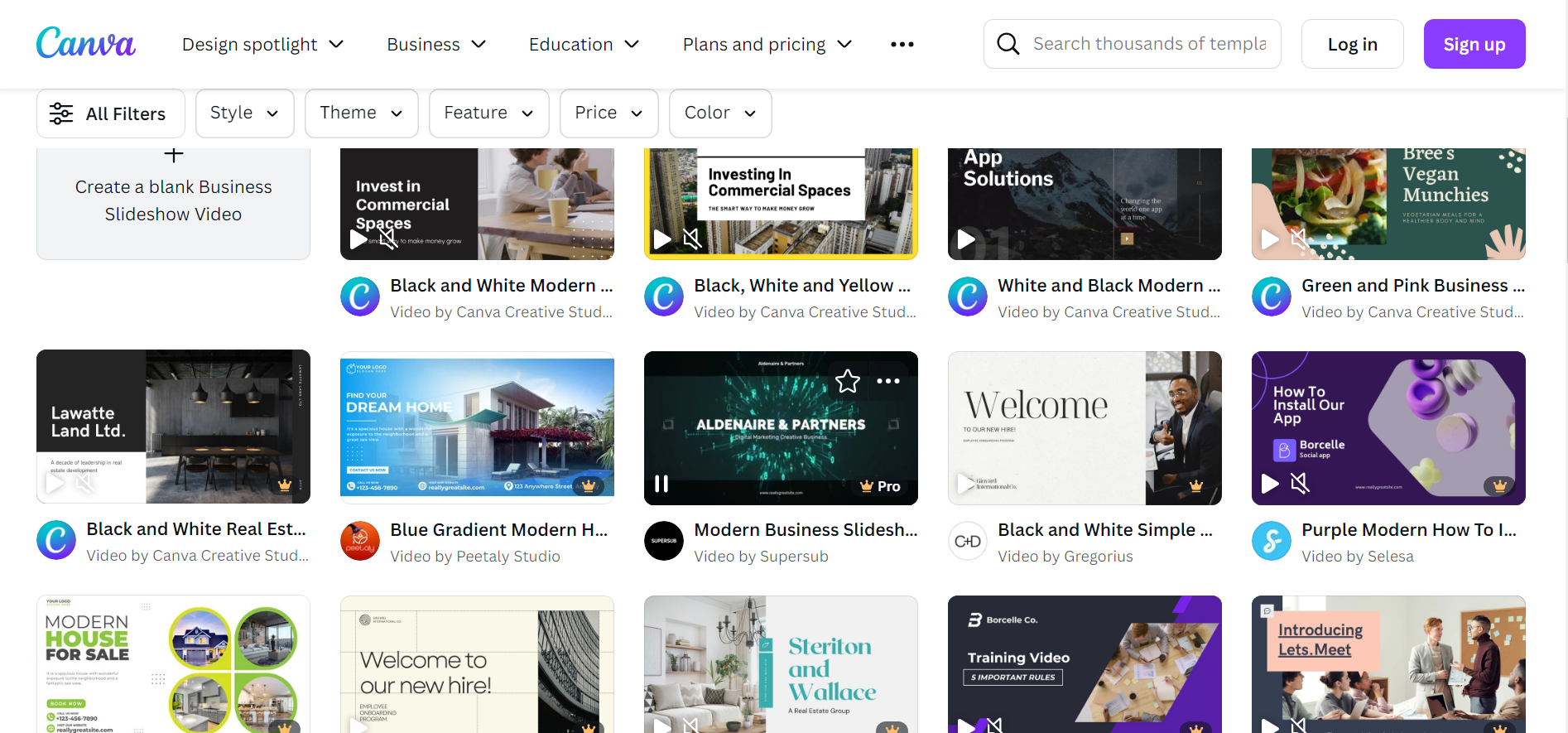 The interface of Canva - a popular tool to get corporate video templates for free