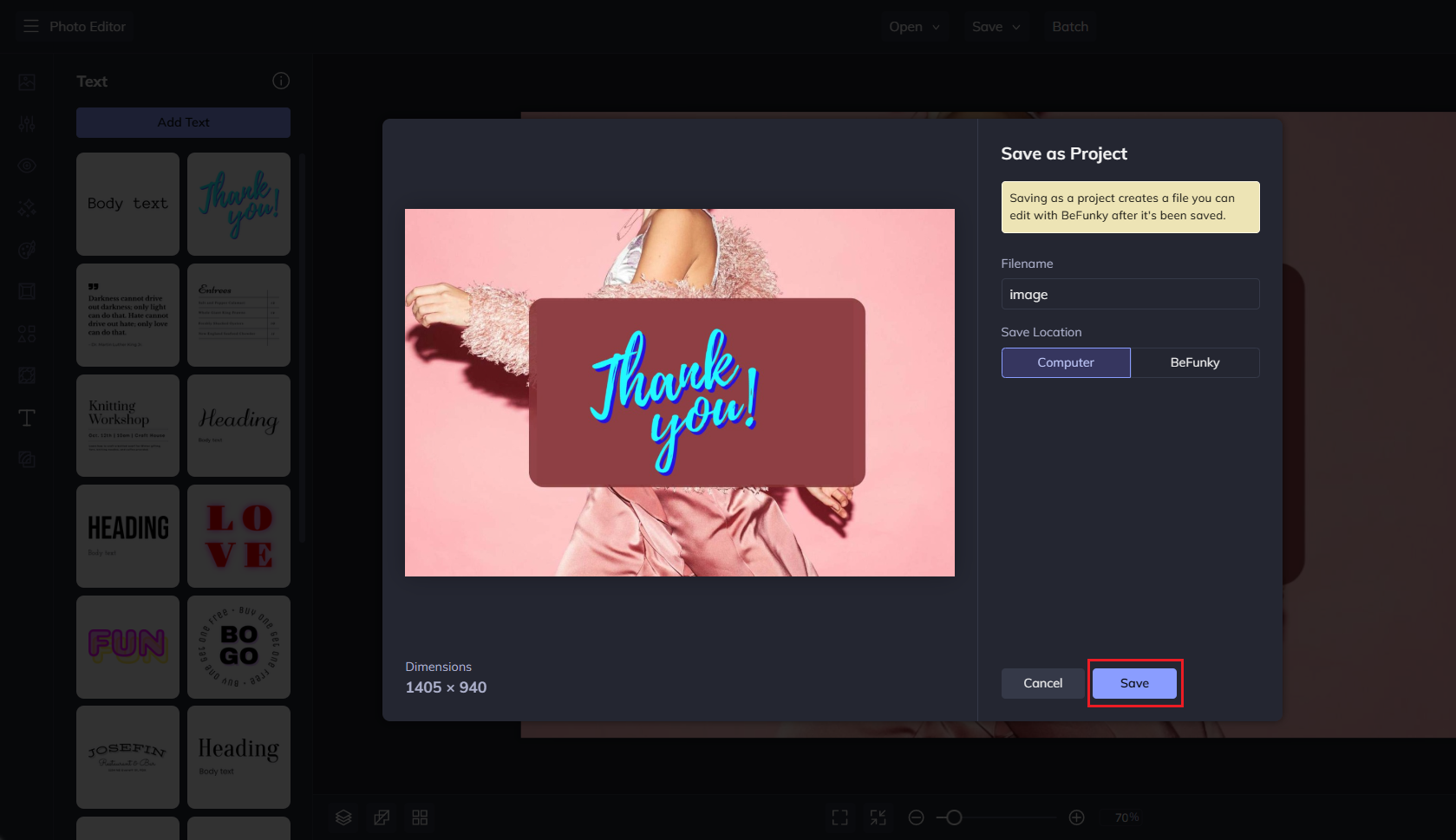 Save your edited image