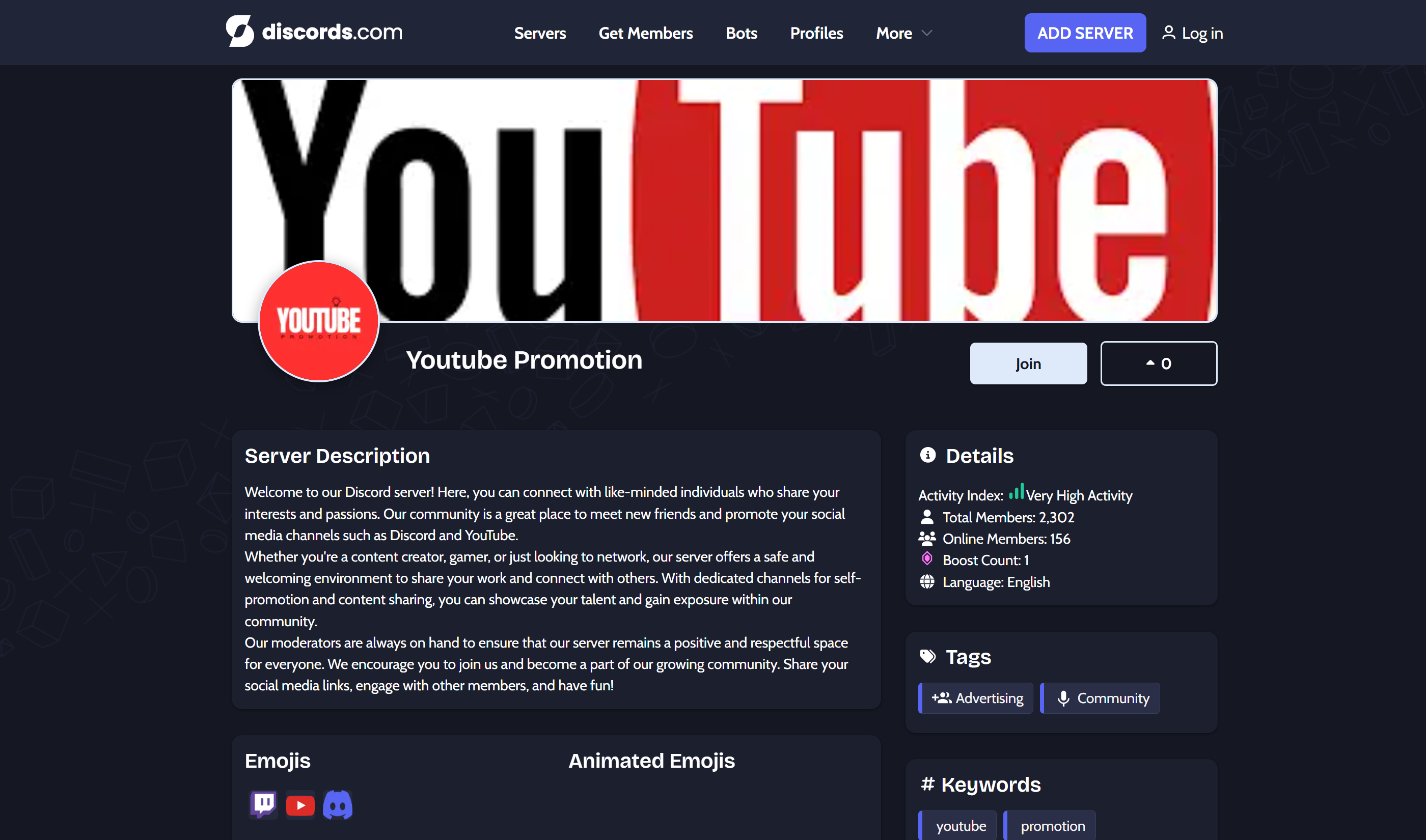 Free to use YouTube advertising Discord server.