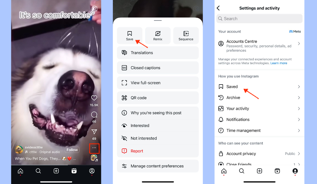 Speichern Reels mit Musik mit der Speicherfunktion von Instagram