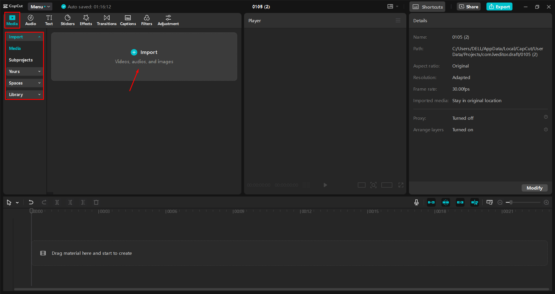 Importar un video al CapCut editor de video de escritorio