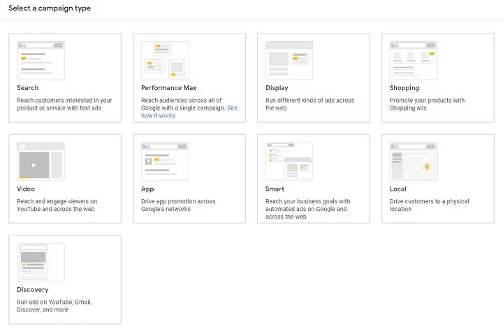 YouTube広告を作成するためのキャンペーンタイプの設定