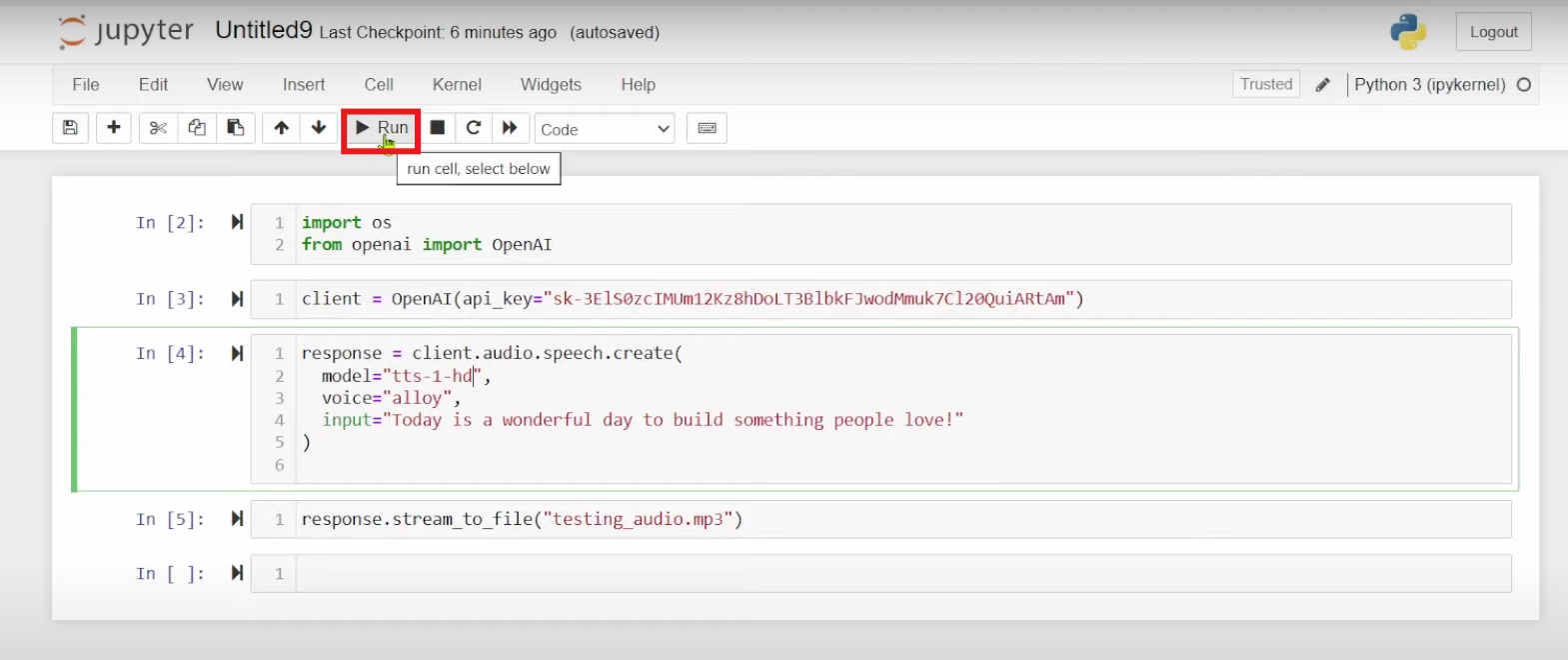 Run the porgram and download audio