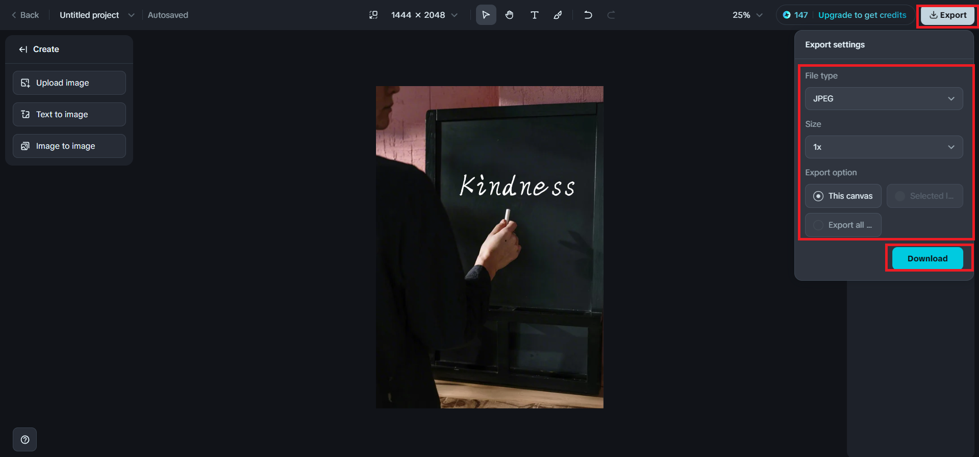 Export and download feature