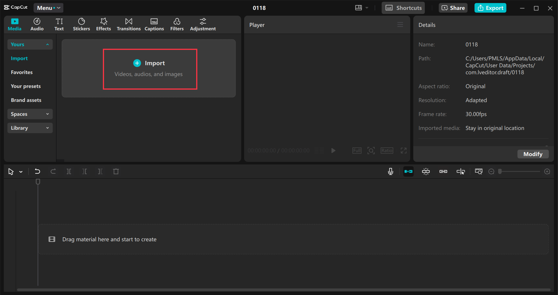 CapCut 데스크톱 비디오 편집기에서 비디오 가져오기