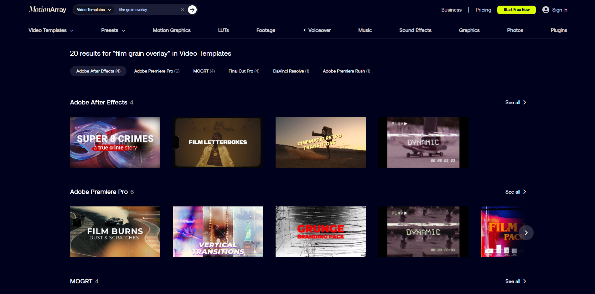 Antara Muka Gerakan Array - sumber dalam talian untuk lapisan butiran filem