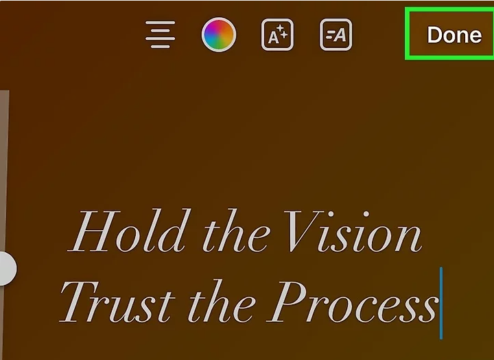 Adjusting the text placement on an Instagram Story